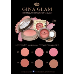 บลัชออนจีน่าแกลมรุ่นใหม่ ของแท้ Gina Glam repair beuty flowers rouge blush G36