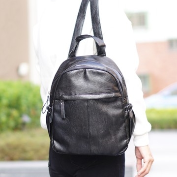 Abigail simple ruffle backpack 6420N (black)
