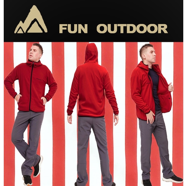 (戶外趣)[German-Outdoor Fun] Men's Polar Thermal Storage Warm Velvet Thick Brush Hooded Jacket (DM1804 Two Colors)