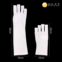 HAAR ถุงมือ ป้องกันแสง LED+UV สำหรับอบเล็บเจล ป้องกันมือดำ มือขึ้น กะ ฝ้า ไม่กระจ่างใส ได้อย่างมีประสิทธิภาพ มีแบบสั้น / ยาว จำนวน 1 คู่