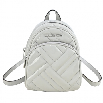 MICHAEL KORS Patent Leather & # 32471; Stitched Backpack-Pearl Grey