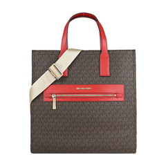 MICHAEL KORS MK Full Version Vertical Dual Purpose Shopping Bag-Large / Coffee Red