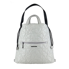 MICHAEL KORS MK Space Cotton Beam Mouth Three-Use Backpack-Large / Pearl Grey