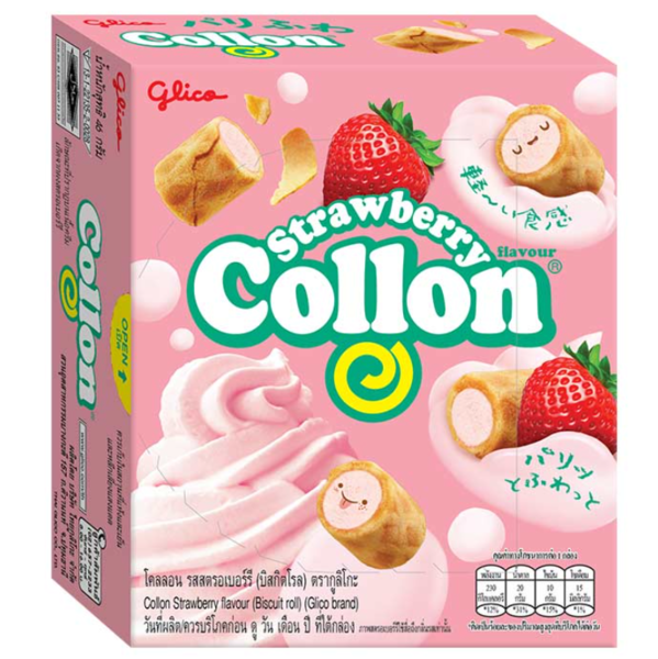 格力高GLICO Collon 捲心餅 - 草莓 46g