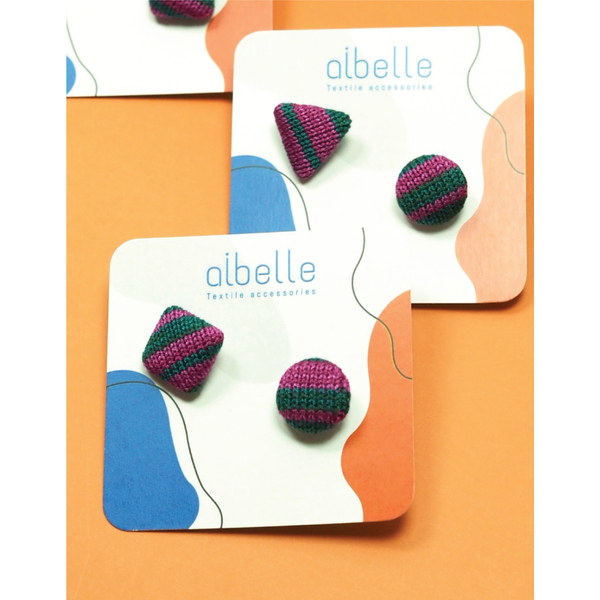 Aibelle - 幾何圖形耳環(一對) - Magenta (形狀隨機) [TOPTHAI]