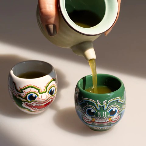 HOLEN Ramakien茶杯-HANUMAN&THOTSAKAN (白&綠) 文創