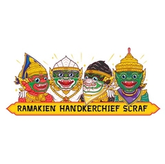 HOLEN Ramakien手帕圍巾-HANUMAN (白) 文創