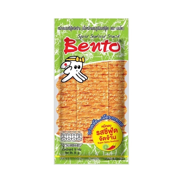 Bento 泰式辣味魷魚片 - 海鮮酸辣 18g [優惠價] [泰國必買] 泰國魷魚片