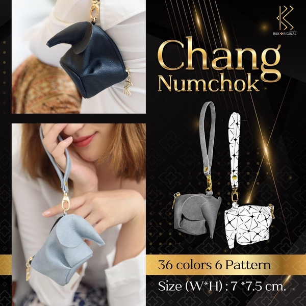 BKK Original Chang Numchok 大象零錢包 - （紋理皮面款）灰藍 文創
