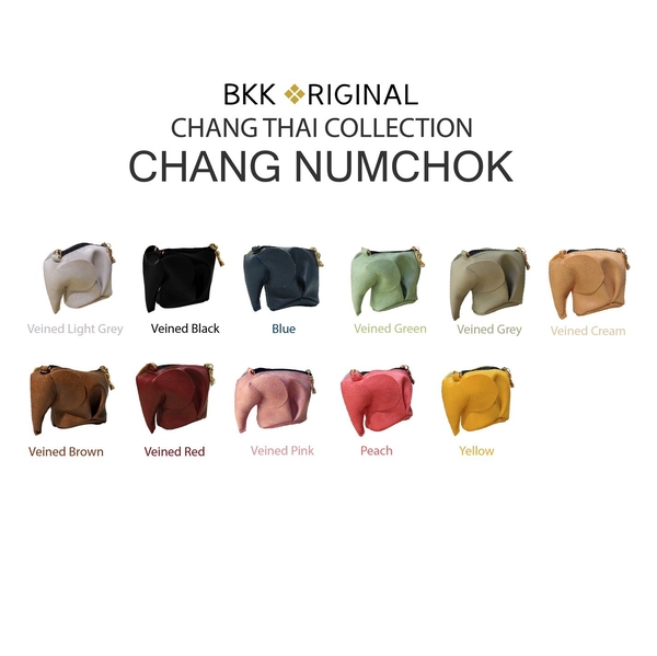 BKK Original Chang Numchok 大象零錢包 - （紋理皮面款）灰色 文創