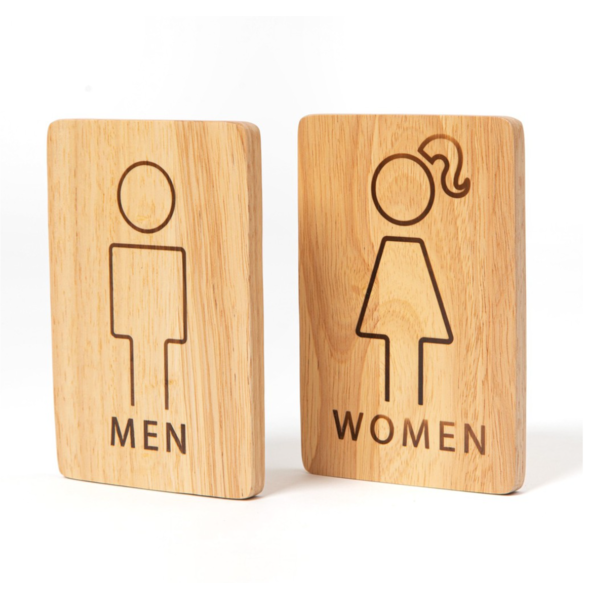 The Wood's Tale 廁所專用木質標誌 (Women/Men) 10*15 cm 2入 文創