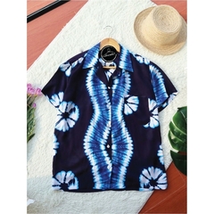 Chinrada 夏威夷風藍染短袖襯衫 (XXL)