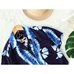 Chinrada 夏威夷風藍染短袖襯衫 (XXL)