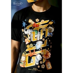 LineCense 幸運幸福 黑色T-Shirt  ( 尺碼 S - L ) 文創