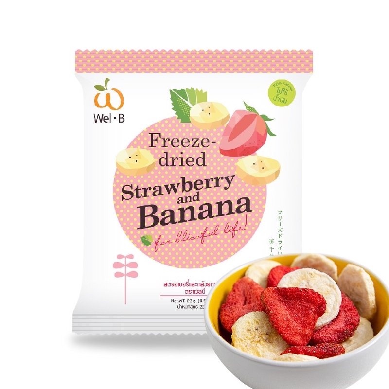 Wel-B 天然冷凍乾燥草莓+香蕉果乾 22g [TOPTHAI]