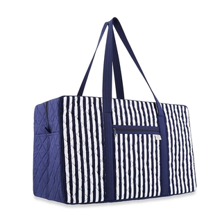 曼谷包 NaRaYa - 格紋旅行包 - 經典藍白條紋 (L號) 旅行袋