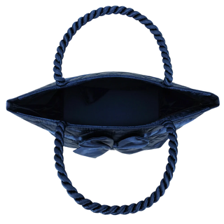 曼谷包 NaRaYa - 格紋緞面紐繩提把托特包 - 深藍 (L號) 52B 肩背包 單肩包 通勤包