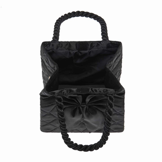 曼谷包 NaRaYa - 格紋緞面紐繩提把手提方包 - 黑色 (S號) 100 手提包
