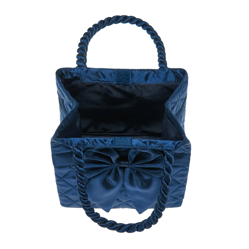 曼谷包 NaRaYa - 格紋緞面紐繩提把手提方包 - 深藍色 (S號) 100 手提包