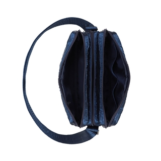 曼谷包 NaRaYa - 緞面雙層斜背包 - 深藍 (M號) 側背包