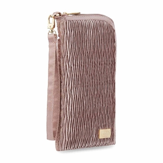 曼谷包 NaRaYa - 褶皺緞面素色側拉鏈手機包 - 玫瑰金 (L號) 392 卡包 萬用包