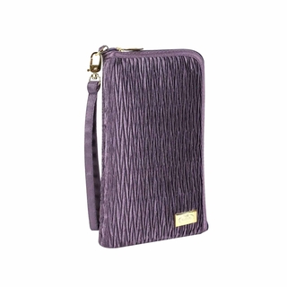 曼谷包 NaRaYa - 褶皺緞面素色側拉鏈手機包 - 深灰紫 (L號) 392 卡包 萬用包