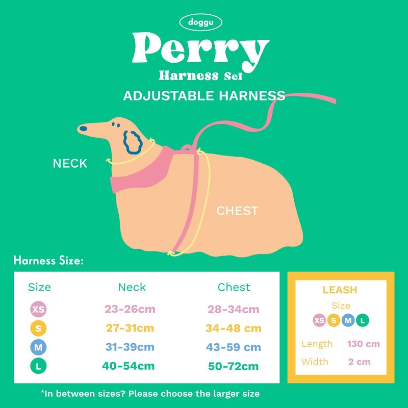 Doggu Pets - Perry 寵物胸背帶＆牽繩組 (L碼) Sunday Morning 系列