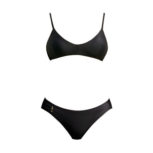 APRILPOOLDAY - DAISIES TWO LOW WAIST 兩件式低腰泳衣 - 黑色 (尺寸 S-L 碼)