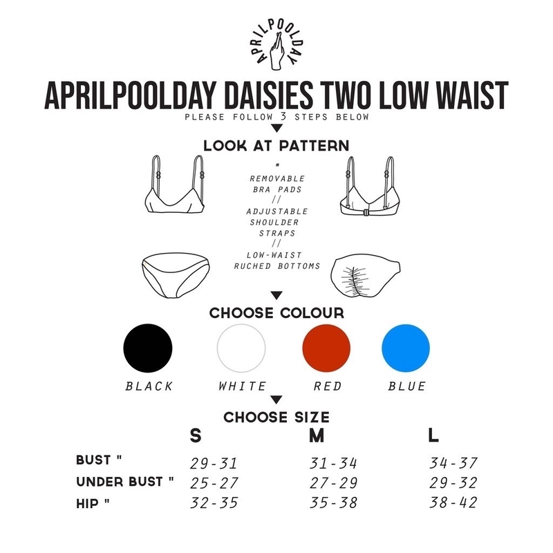 APRILPOOLDAY - DAISIES TWO LOW WAIST 兩件式低腰泳衣 - 藍色 (尺寸 S-L 碼)