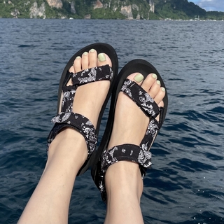 BUFFOLLOW - 綁帶涼鞋 - 黑色巴厘島 (36-44 碼)
