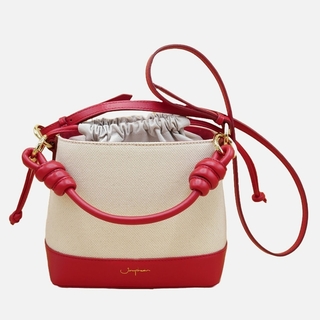 JAYCHEWIN - Fuji 水桶包 - 紅色＆帆布