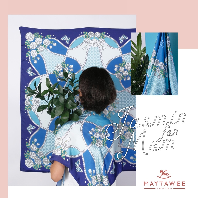 MAYTAWEE - 給媽媽的茉莉花絲巾 - 深藍色