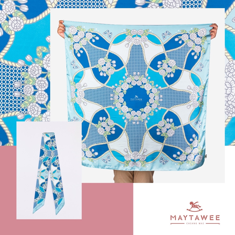 MAYTAWEE - 給媽媽的茉莉花絲巾 - 淺藍色