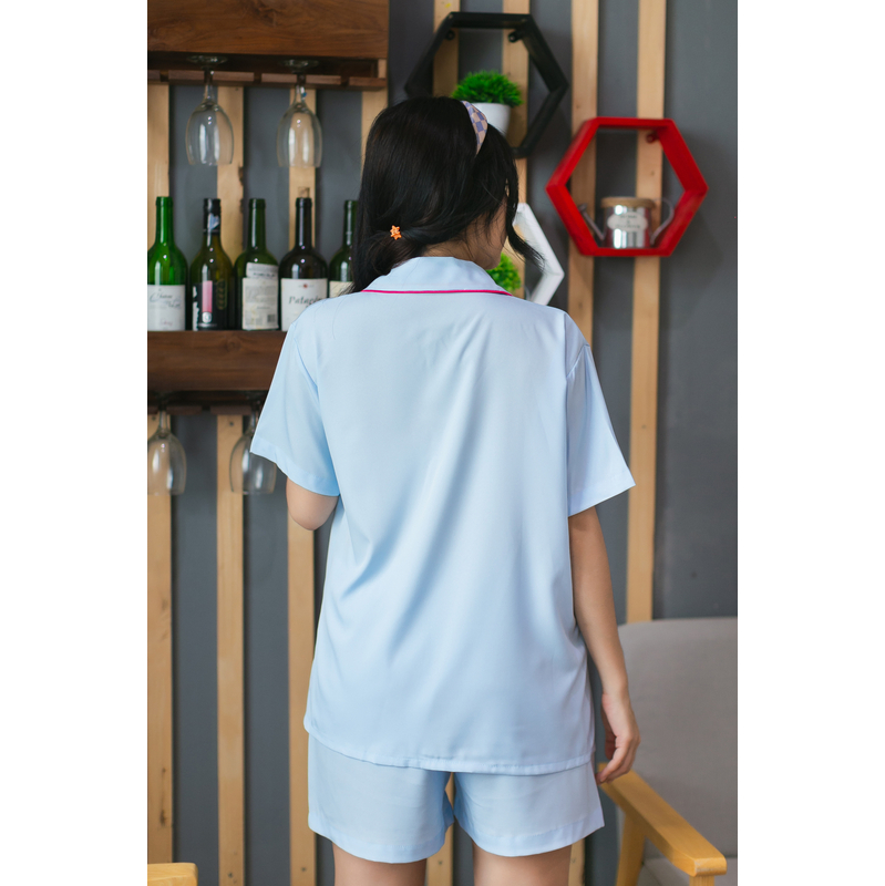 Monano - 短袖短褲睡衣套裝 - 淡藍色 (均碼)