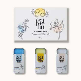 Feelfin - 天然精油香膏 三入組盒裝 (款式2) - 薑蔘、百合、薄荷 (10g*3入)