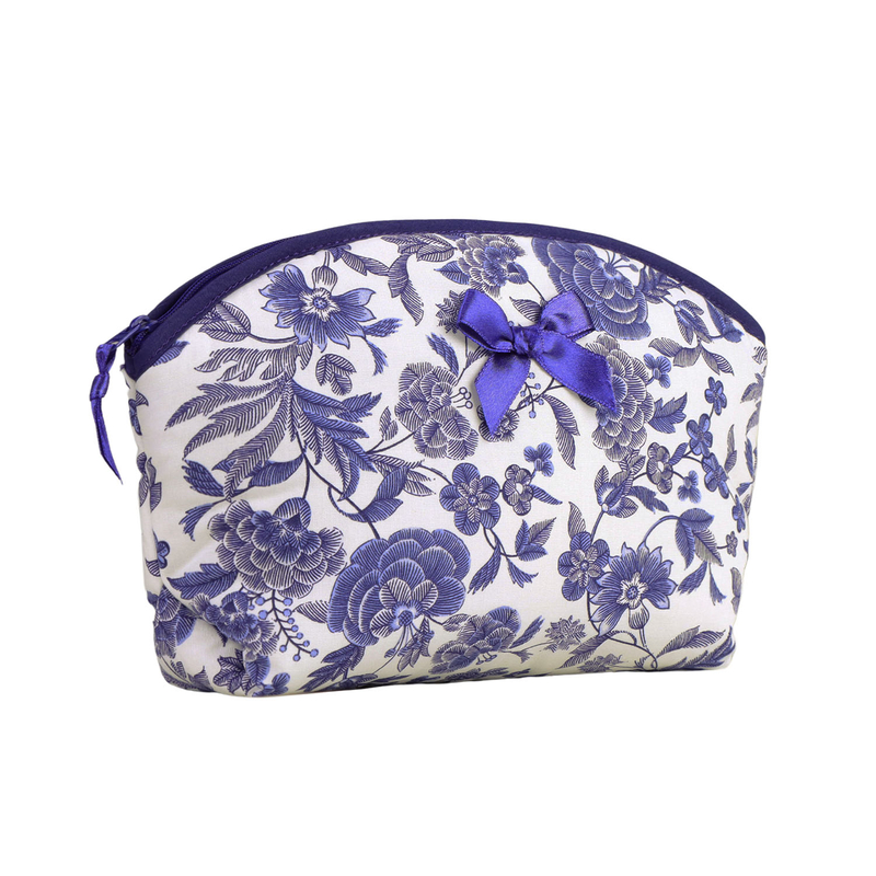 曼谷包 NaRaYa - 化妝包套組 - 白底藍花(M號) 87 化妝袋