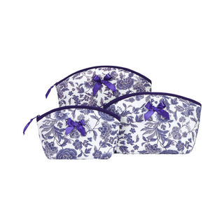 曼谷包 NaRaYa - 大中小化妝包3件套組 - 白底藍花(含S/M/L 3種尺寸) 87 化妝袋
