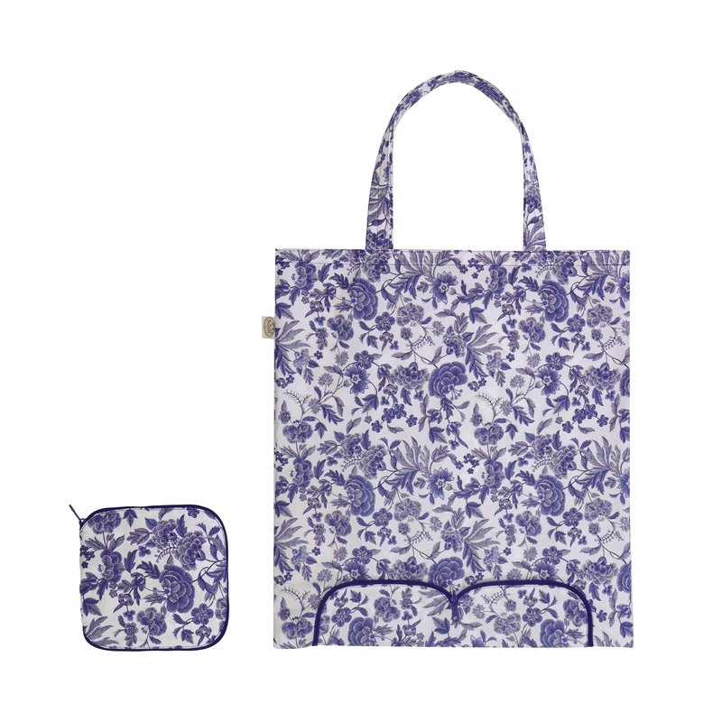 曼谷包 NaRaYa - 折疊購物袋 - 白底藍花(L號) 135B