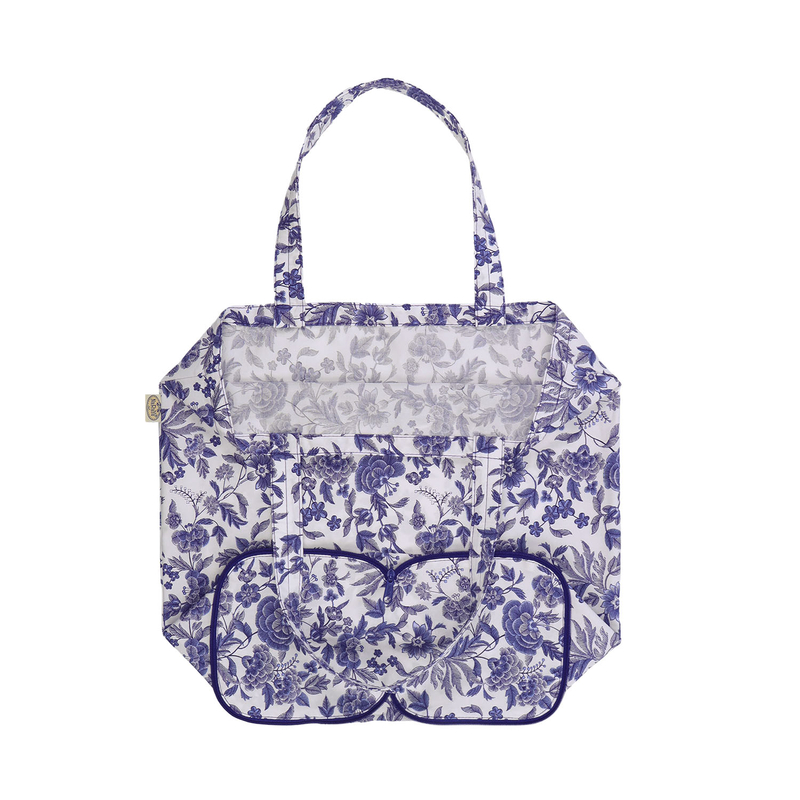 曼谷包 NaRaYa - 折疊購物袋 - 白底藍花(L號) 135B